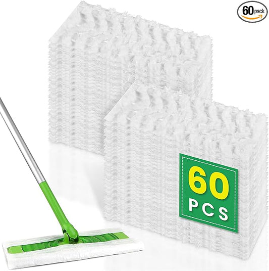 60 Count for Swiffer Dry Cloths Compatible with Swiffer Sweeper, Sweep & Mop Deluxe 2-in-1 Floor Mopping and Limited Edition Pink Wicked, Cleaning Dust and Hair, for Swiffer Dry Sweeping Cloths