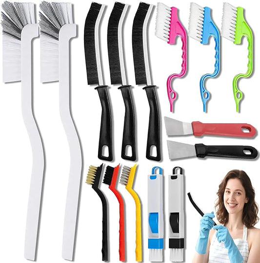15PCS Crevice Cleaning Brush Set,Ideal for Kitchens, bathrooms, Grout Lines, Sinks, Cups, blenders, Window Tracks, and Other Tight Spaces Hard-Bristle Cleaning Brush Tools