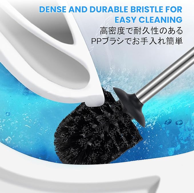 Smartbin Stainless Steel Toilet Brush and Holder Toilet Brush and Cases Bathroom Bowl Cleaning Brush Double Layer Holder Long Brush Handle High Density Bristles Silver