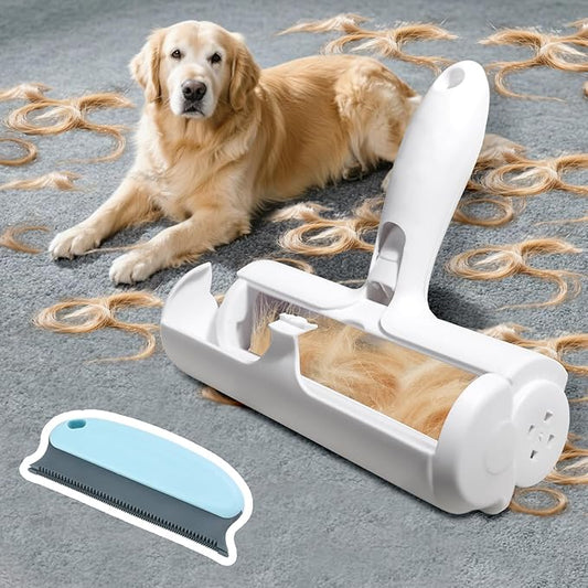 Cornnpet Roller Pet Hair Removal Tool – Reusable Lint Roller for Dogs & Cats – Self-Cleaning Fur Remover Brush - Portable, Multi-Surface Fur Removal Tool - Pet Hair Removal Tool for Car & Home