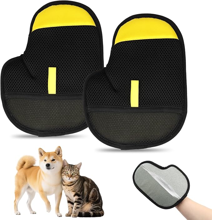 CONAMEI Pet Hair Removal Glove for Dogs and Cats,2 PCS Upgraded Double Sided Electrostatic Pet Hair Removal Gloves,Reusable Pet Cat Dog Hair Remover Gloves for Couch,Carpet,Bed Sheets,Blankets,Clothes