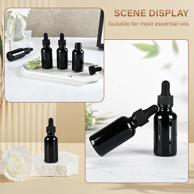 6 Pcs, 1oz Dropper Bottle, Black Glass Eye Dropper Bottle,Tincture Bottles with Dropper, Leak-Proof Design, Stronger Suction, for All Kinds of Mixed Liquids