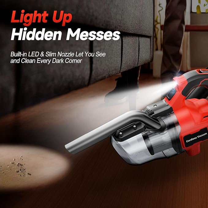 Fledukten Cordless Handheld Vacuum Cleaner Compatible with Milwaukee 18V Battery, 16000Pa Strong Suction, 2 HEPA Filters & 4 Nozzles, Lightweight Portable Vacuum for Car, Home, Garage – Tool Only