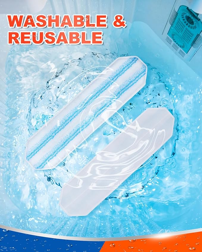 Mop Replacement Pads Compatible with Ocedar H2 Pro Flat Mop System Refills Mop Heads Replacements Washable Reusable Microfiber Mop Heads Replacement Compatible Ocedar H2 Pro Mop System, 2 Pack