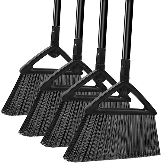 PUTNATRUE Heavy Duty Broom Outdoor Indoor, Upgraded Commercial Angle Brooms, Black Broom for Sweeping House, Restaurant, Kitchen, Garage, Courtyard