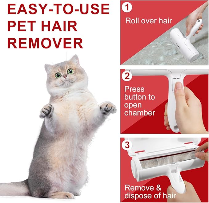 Cornnpet Roller Pet Hair Removal Tool – Reusable Lint Roller for Dogs & Cats – Self-Cleaning Fur Remover Brush - Portable, Multi-Surface Fur Removal Tool - Reusable Double Sided Travel Brush