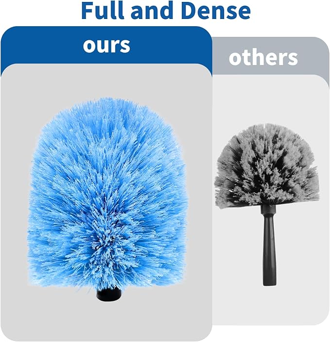 2 Pack Screw on Webster Cobweb Duster Head for Pole,Spider Web Remover Brush, Cobweb Duster Head Attachment,Fits Standard 3/4 inch Threaded Poles(Big, Blue)