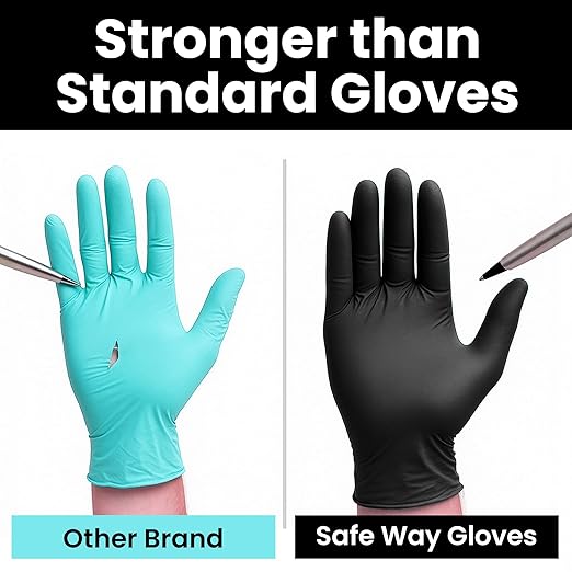Nitrile-Vinyl Blended Disposable Gloves, Powder-Free & Non-Latex Gloves, 2000, Protective Gloves for Medical Exams, Cooking & Household Cleaning, 4 Mil Thick Non-Sterile Secure Grip Black, X-Large
