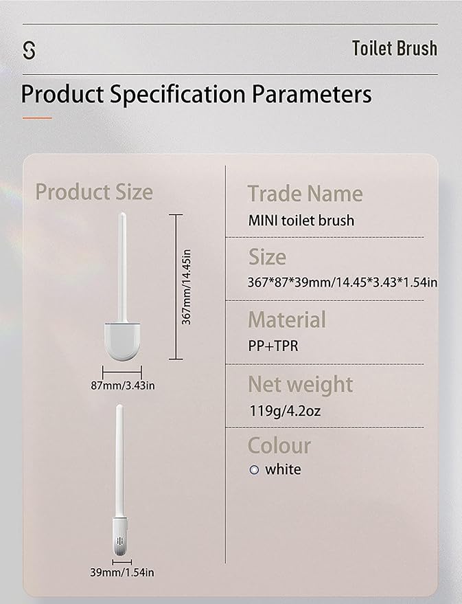 Small Silicone Toilet Brush with Crevice Brush-Silicone Bristles, Gentle on Toilets | Bathroom Accessories for RVs, Trailers, Campers | Anti-Roll, Anti-Drip Wall-Mounted Design for Travel