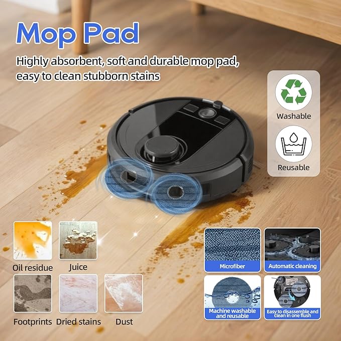 9 Pack Accessories Compatible With Eufy Omni C20 Robot Vacuum Cleaner, Replacement Parts Include: 1 Main Brush, 2 Side Brushes, 2 Mop Pads, 2 Filters, 2 Dust Bags