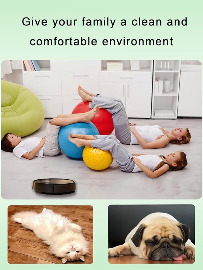 E-HAO Vacuum Replacement Parts for iRobot Roomba Combo i3, i3+, i5, i5+, i8, i8+, j5, j5+ models, 1 set Rubber Roller, 3 Reusable Mopping Pads, 3 HEPA Filters and 3 Edge-Sweeping Brushes