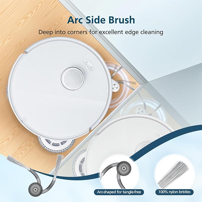 Qrevo S5V Replacement Parts for Roborock Qrevo S5V / Curv/Edge/Edge S5A / Curv S5X, Accessories include 1*Set Main Brush, 4*Mop Pads, 6*Vacuum Bags, 4*Hepa Filters, 4*Side Brush, 2*Cleaning Tool