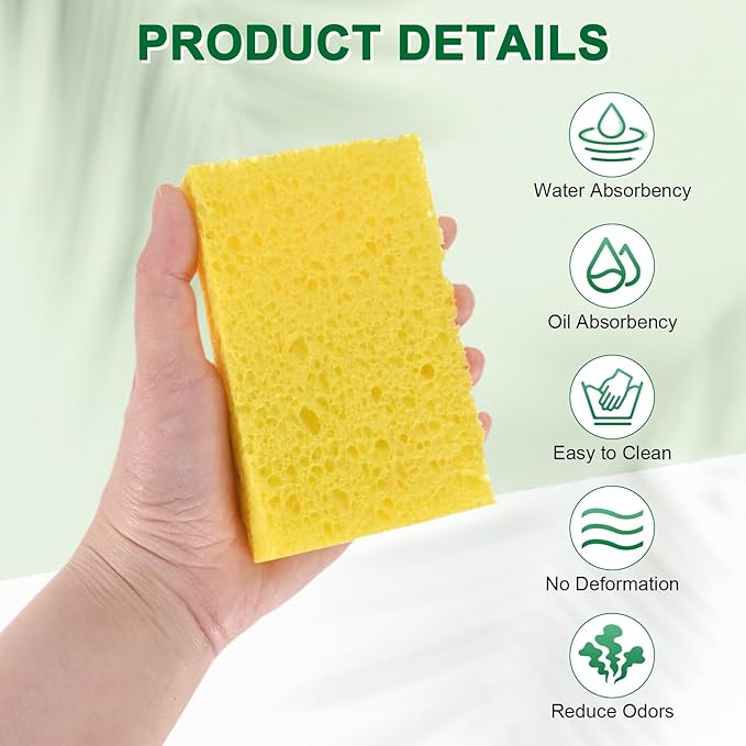 M METERXITY 2-Set Kitchen Sponges, Condense Eco Cellulose Non-Scratch Scrub Heavy Sponge for Kitchen/Household/Bathroom, Clean Tough Messes Dish Scrubber [Multicolor]