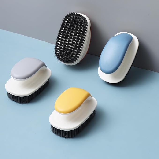 Laundry Scrub Brush 2 Pack Soft Bristle Brush Shoe Cleaning Brush for Stains Clothes Scrubbing Brush Household Cleaning Tool for Bathroom Countertop Bathtubs (Yellow)