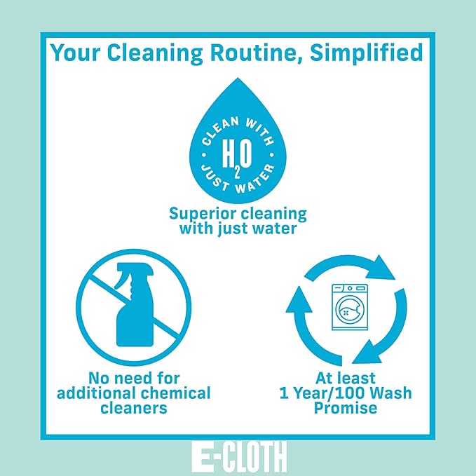 E-Cloth 10-pc Home Cleaning Combo Set, Microfiber Cleaning Supplies Includes Reusable Microfiber Cleaning Cloth and Mop for Floor Cleaning, Washable and Reusable, 100 Wash Promise