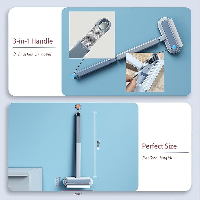 Pet Hair Remover 4-in-1 Reusable Dog Cat Hair Cleaning Removal Brush with Extra Long Handle for Furniture, Carpet, Clothes, Bedding, Floor, Car, Window