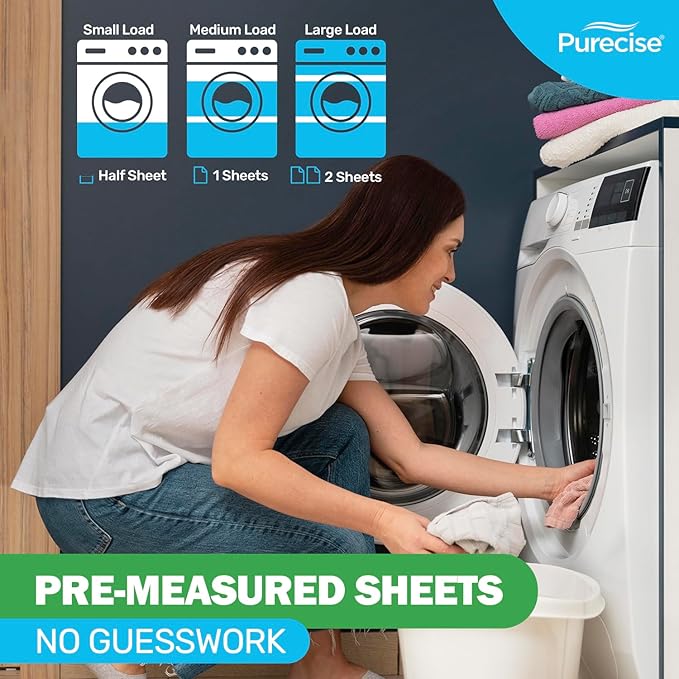 Purecise - Toss & Go - Fresh Meadow Laundry Detergent Sheets - Powerful Clean, No Mess, Fast-Dissolving, No Residue - 240 Loads - 30ct Pack of 4