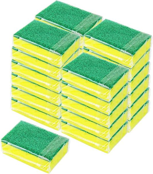 Sponge Individually Wrapped 24 Pack Kitchen Dishwashing Sponge, Non Scratch Scouring Pad, Odor-Free Sponge Wipes for Travel Apartments