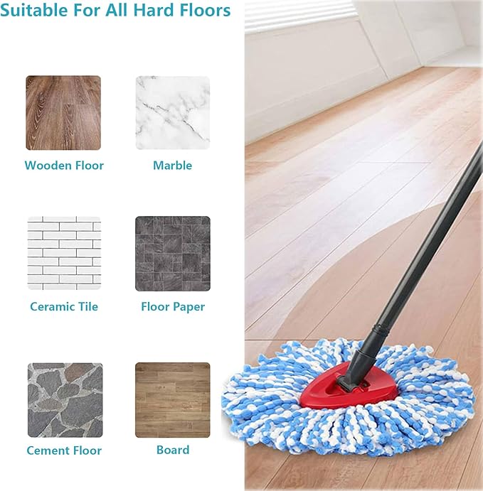 Spin Mop Replacement Head Compatible with O-Ceda 2-Tank Dual System RinseClean Microfiber Spin mop Refill for O Ceda Mop Replace Head (3 Pack)