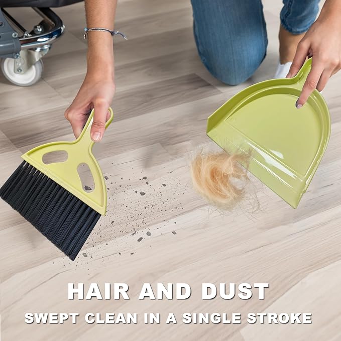 NBGYTECH Mini Broom and Dustpan Set Small Broom with Dustpan Combo Set Portable Cleaning Tools for Home Office RV Learning Camping (Yellow)