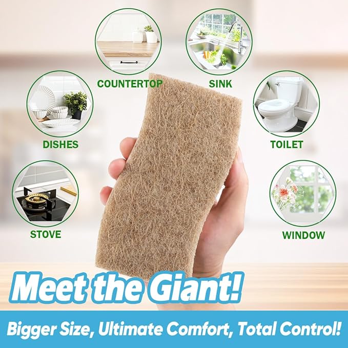AIDEA XL Sponges Kitchen, 12Count, Non-Scratch Sponges for Dishes, Large Natural Sponge for Non Stick Cookware, Cellulose Cleaning Sponge for Dishes, Bathroom, Household