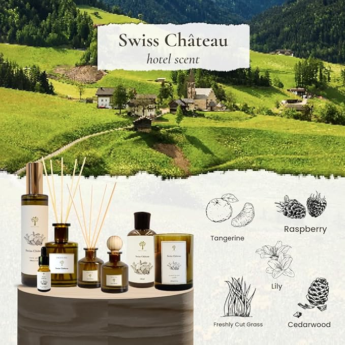 PRISTINE Swiss Château/Inspired by Hilton Hotel Ball Diffuser for Wardrobe | Fresh Cut Rose, Tangerine, Cedarwood Oil Mini Diffuser Decor | Air Freshener for Closets