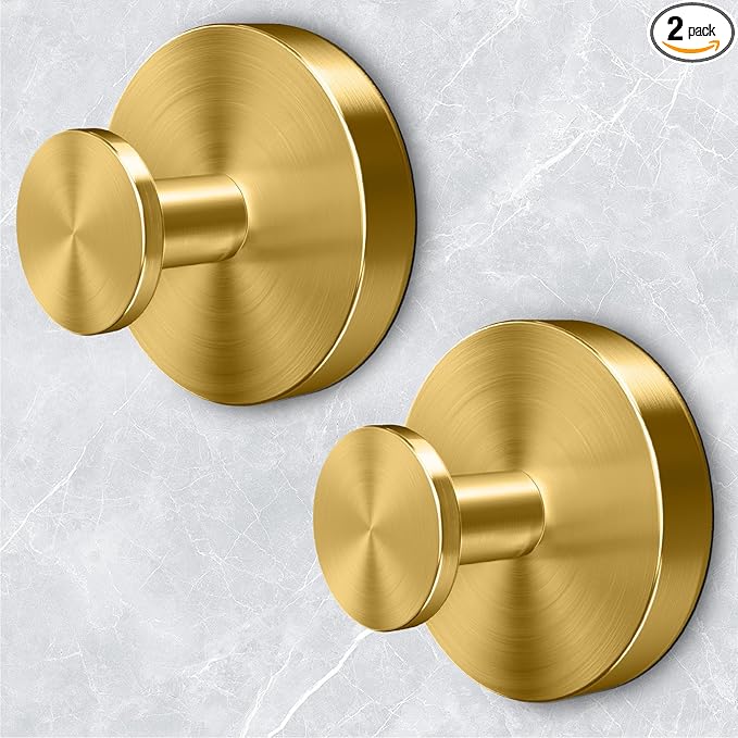 WingWider Shower Hooks for Inside Shower,Suction Cup Hooks for Glass Window,Removable Towel Hooks for Bathrooms,2 Packs(Gold)