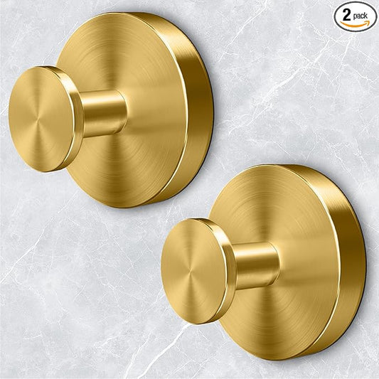 WingWider Shower Hooks for Inside Shower,Suction Cup Hooks for Glass Window,Removable Towel Hooks for Bathrooms,2 Packs(Gold)