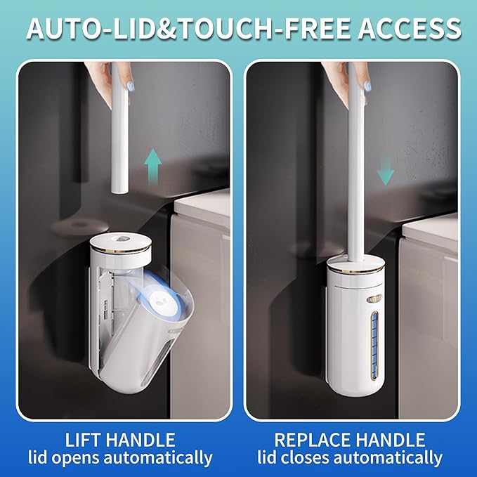 SWIFTIRON Disposable Disposable Toilet Bowl Cleaner Brush, Toilet Brush and Holder Set with Refills, Bathroom Cleaning Supplies (Toilet Brush and Holder Set)