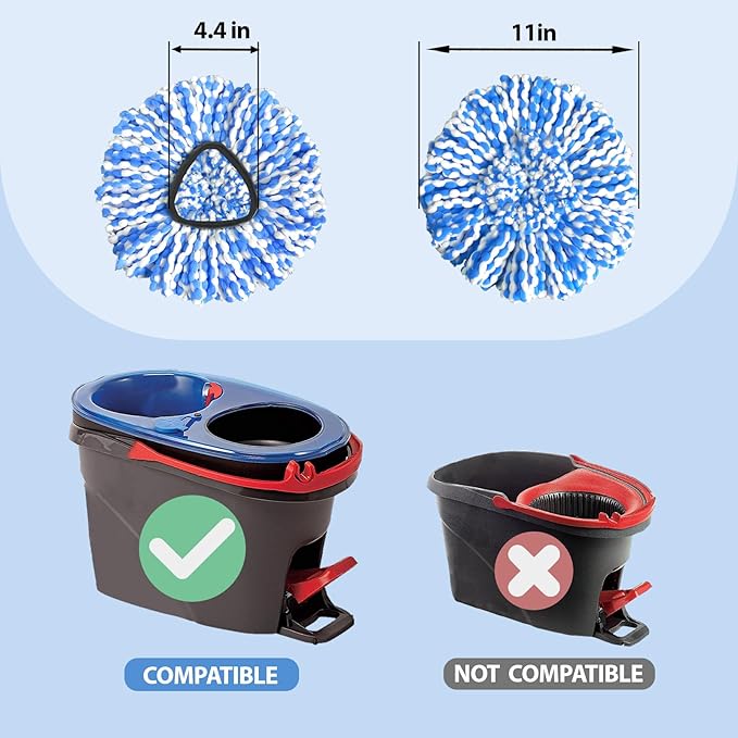 Spin Mop Replacement Heads, Microfiber Mop Refills, Easy to Replace, 6 Pack