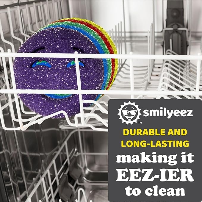The Original Smiling Handle for Scrub Daddy (Reg. TM) Sponge and Scrub Moji Sponge - (Black Handle) & 3 Scrub Moji DUO's