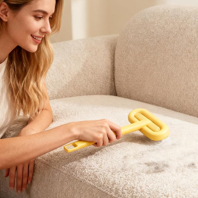 Removal Broom, 17.91 Inches Reusable Ergonomic Brush with Extended Handle for Shedding Control, Pet Hair Cleaner with Sturdy Design and Easy Use, Cleaning Tool for Sofa Rug Vehicle Indoor Laundry