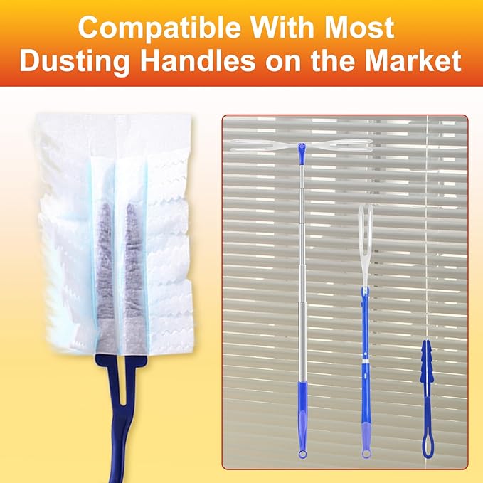 40Pcs Static Dust Removal Brush Disposable Replacement Head Compatible with Swiffer Duster Refills for Multi-Surface Dusters for Cleaning Furniture, Blinds, Electronics & Corners