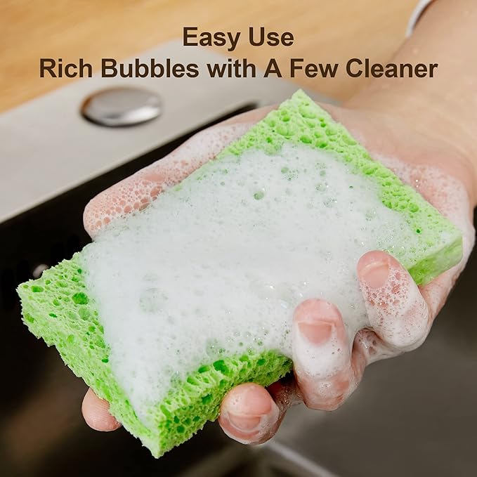 JOYMOOP Dish Sponge Scrubber, Cellulose Sponges Kitchen for Non-Scratch Washing Dishes, Household Cleaning Scrub Natural Sponge, Pack of 12 Colorful Sponges