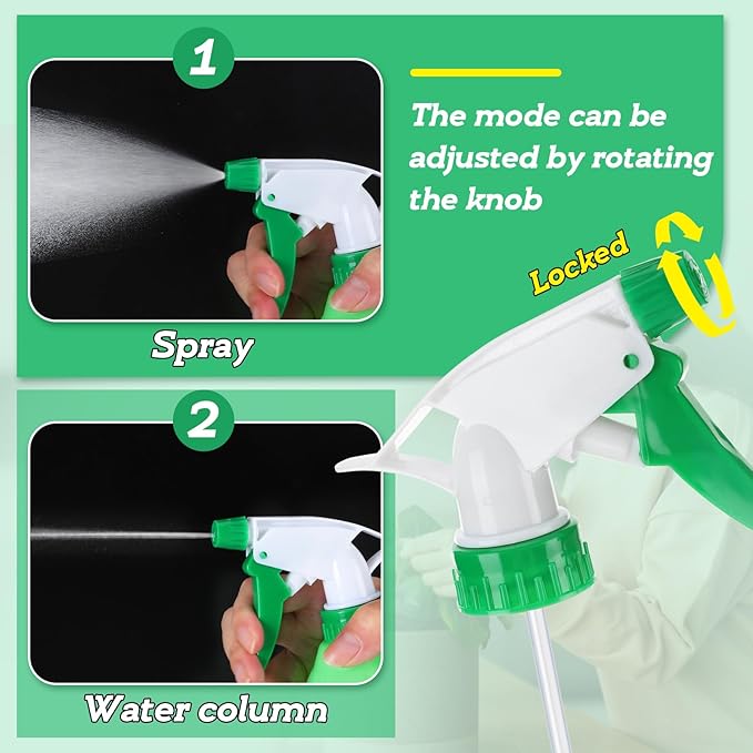 6Pcs Spray Bottle Replacement Nozzle- Reusable Quality Trigger Spray Nozzles with Mist Stream Sprayer, Fit Standard 28/400 Neck 32oz, 16oz, 8oz Bottles for Garden Home Kitchen Office Gifts, Green