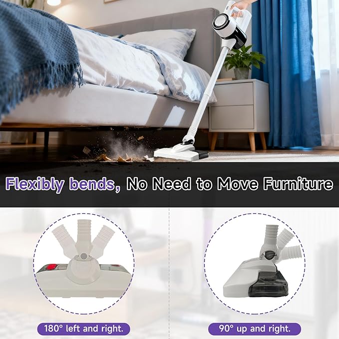 POMBEU Cordless Vacuum Cleaners for Home, Hardwood Floors Vacuum Mop All in One, Lightweight Stick Wireless Cleaner, Detachable Water Tank and Mop. Ideal for Hard Floor & Pet Hair, Mop & Vacuum Combo