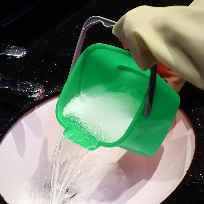 LemonRoad 3 Pcs Cleaning Bucket Small Sanitizing Square Bucket Multi-Size 3+6+8 Quart Detergent Pail for Home Commercial Restaurant Kitchen Office School Wash Rinse Sanitize Handwash(Red,Green,Blue)