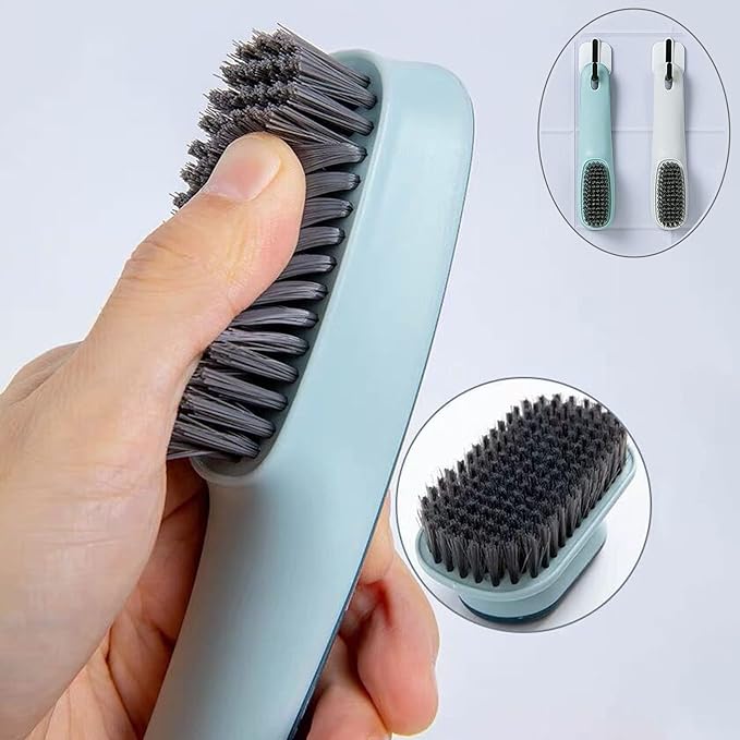 Laundry Scrub Brush 2 Pack Soft Bristle Brush for Stains & Clothes - Household Cleaning Tool for Bathroom Countertops & Bathtubs (Blue)