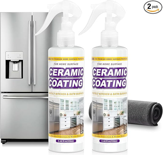 Ceramic Coating Spray for Kitchen Appliances & Stainless Steel – Fingerprint Resistant Cleaner & Sealer for Sinks, Fridges, Stoves – Easy Cleaning & Long-Lasting Multi-Surface Shine 17.32oz
