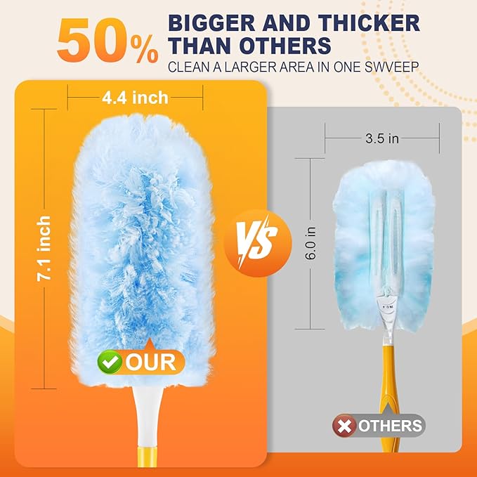 Duster Refills Compatible with Swiffer Duster Refill, Feather Dusters for Cleaning with 1 Handle, Multisurface 360° Dusters, Unscented Disposable Dusters for Cleaning Dusting(Blue, 30 Pcs)