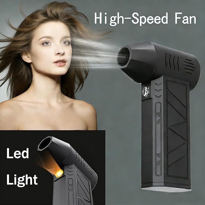 120,000RPM Cordless Air Duster with LED Light, 3-Speed Electric Air Blower & Handheld Flashlight, Rechargeable Dust Blower for PC, Keyboard, Car, Home Dark Area Cleaning