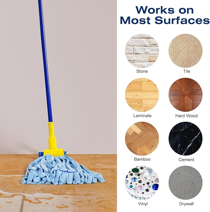 Matthew Cleaning Microfiber Tube Mop(Meduim,Blue,3Pack) Heavy Duty Mop Head Replacement,Excellent Absorbency,Premium launderability,Reusable,Loop end for Home,Commercial&Industrial Use