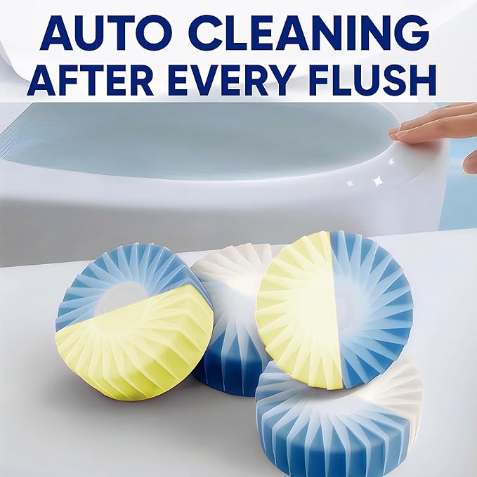 KELITE Automatic Toilet Bowl Cleaner Tablets, 10 Pack Long-Lasting Toilet Tank Cleaner for Bathroom, Blue Water Freshener, Prevents Stains & Odor, Safe for All Toilets (1, 10 Pack (Yellow+Blue))