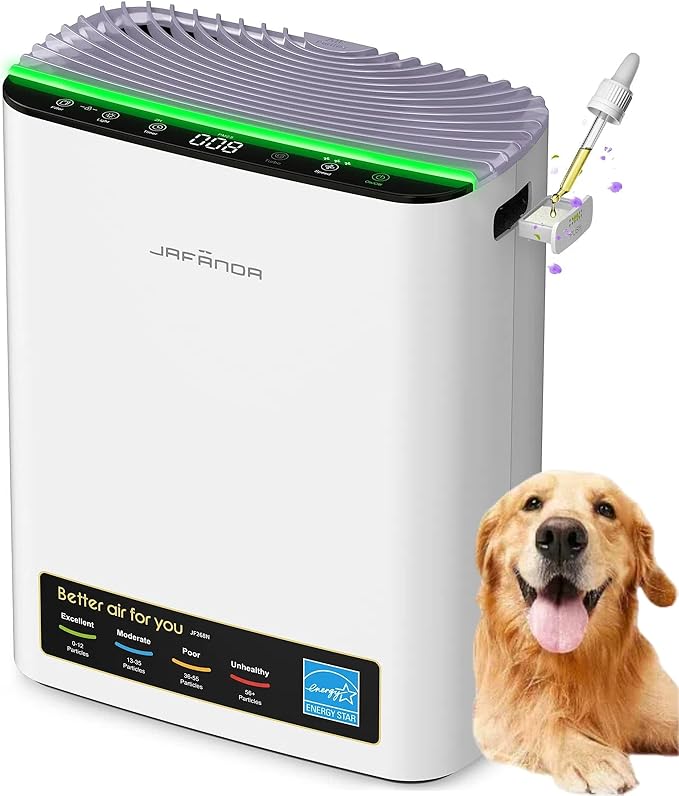 Jafända Air Purifier for Home Large Room Bedroom Up to 1226 Ft², True HEPA Filter with PM2.5 Display & 20dB Sleep Mode, Removes Pet Hair, Odor, Dust, Smoke, Pollen & Allergen