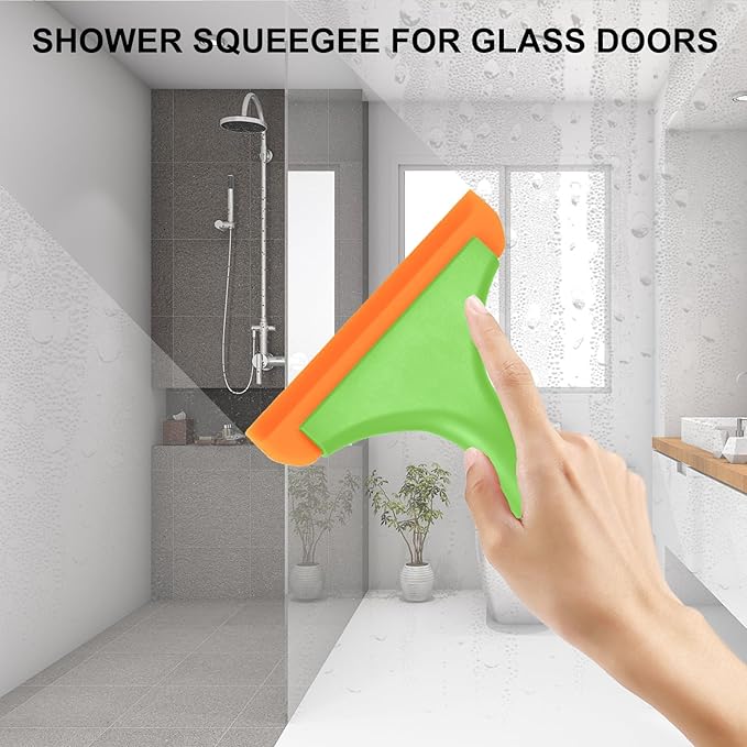 SetSail Silicone Shower Squeegee for Glass Doors Small Squeegee for Shower Glass Door Mini Squeegee for Car Window Cleaning 2 Packs, Green