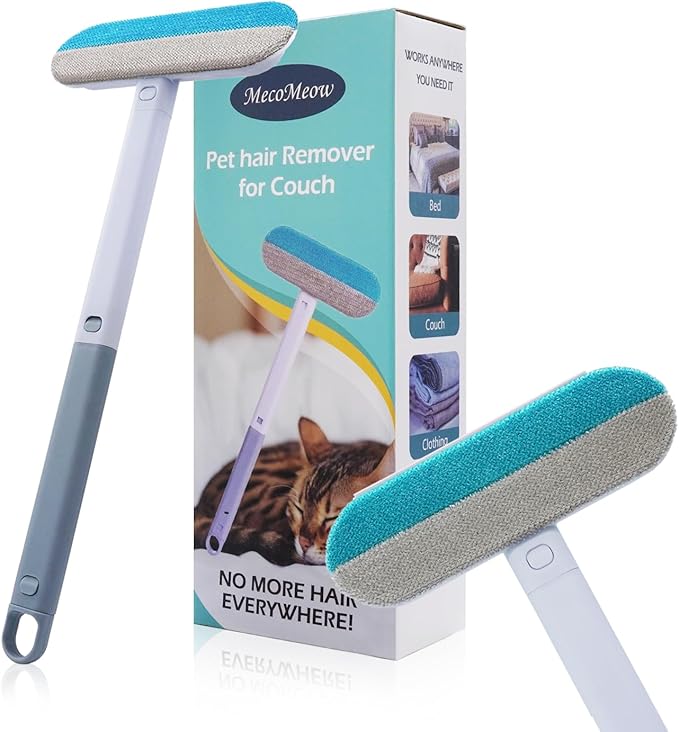 MecoMeow Pet Hair Removal Brush for Couch, Durable, Reusable, Washable Lint Cleaner for Dog and Cat Hair, Gentle on Furniture, Effective on Carpets, Clothing, Bedding-Simple