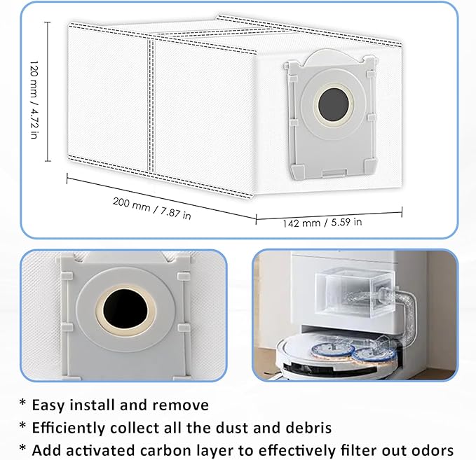 Cleptorize Replacement Parts for ECOVACS DEEBOT T50 Pro Omni/ T50 Omni/ T50 Pro, Accessories including 1 Main Brush, 6 Mop Pads, 4 Dust Bags, 4 HEPA Filters, 4 Side Brushes, 1 Cleaning Tool
