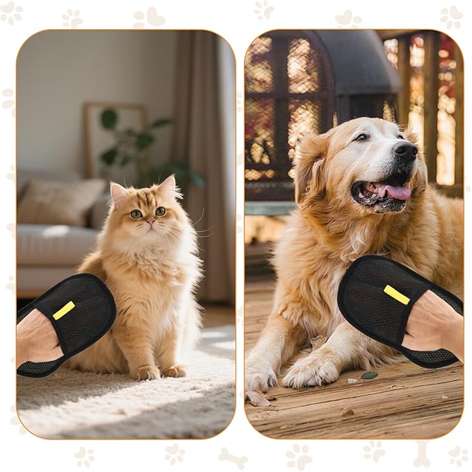 KURTOPLLY 6 Pcs Pet Double Sided Grooming Gloves,Static Removal Gloves for Pet Hair,Multi-Function,For Washing,Hair Removal,Beauty,Bed Sheets,Sofa,Clothes,Suitable for Cats and Dogs