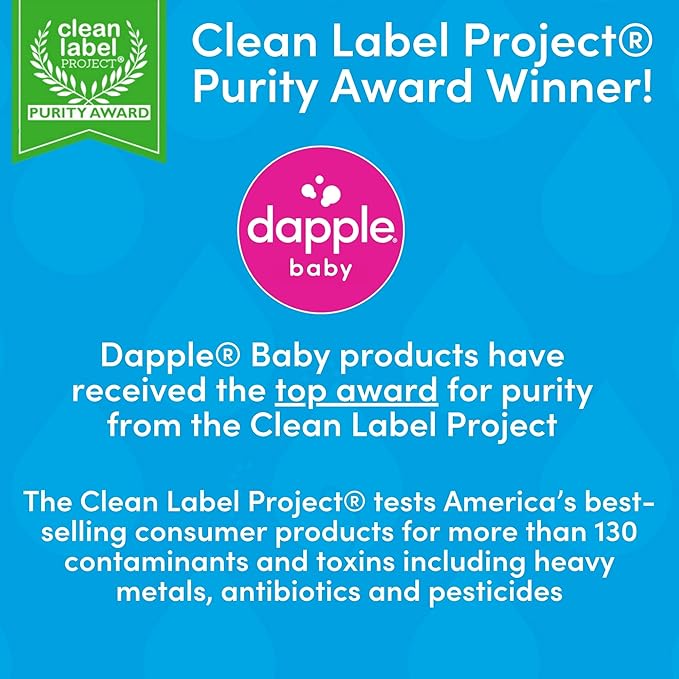 Dapple Baby Laundry Detergent, Powered by Plants, Concentrated, Hypoallergenic, Fragrance Free, Eco-Friendly Pouch, Stain Remover, 34 Fl Oz (2 Pack)