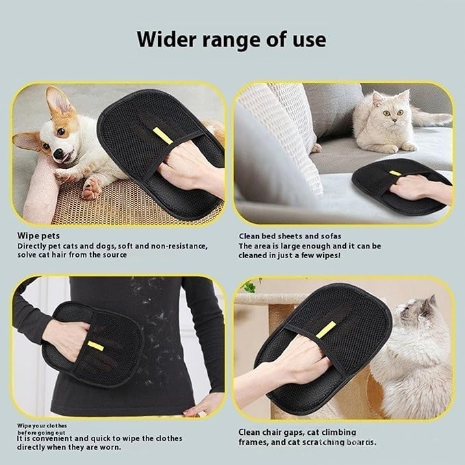 Ruovselz Pet Hair Removal Glove for Dogs & Cats | Reusable Electrostatic Grooming Glove | Double-Sided Pet Hair Remover for Clothing, Couch, Carpet, Car Seat | Comfortable & Adjustable Fit